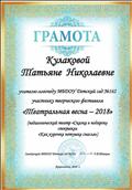 Участник творческого фестиваля "Театральная весна-2018" МБДОУ №162 в составе творческой группы педагогов "Сказка в подарок", 2018